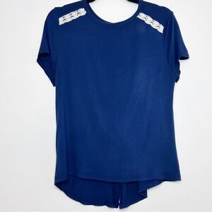 Belle Tweed Navy & Lace Top, Medium